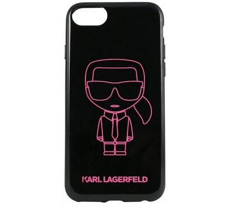 Чехол для смартфона Lagerfeld для iPhone 7/8/SE 2020 Ikonik outlines Hard PC/TPU Black/Pink